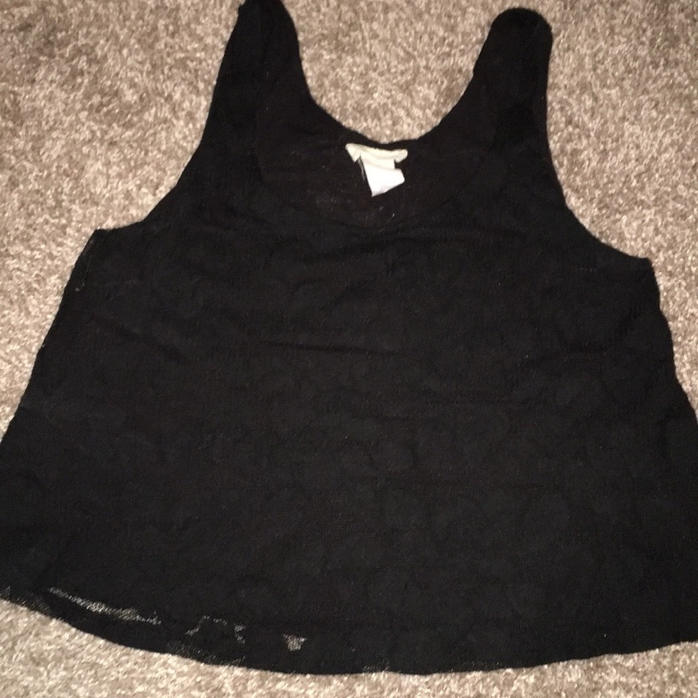 Black lace crop top